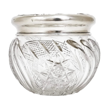 Art Nouveau Mauser silver crystal dressing table jar / vanity pot / toilet box