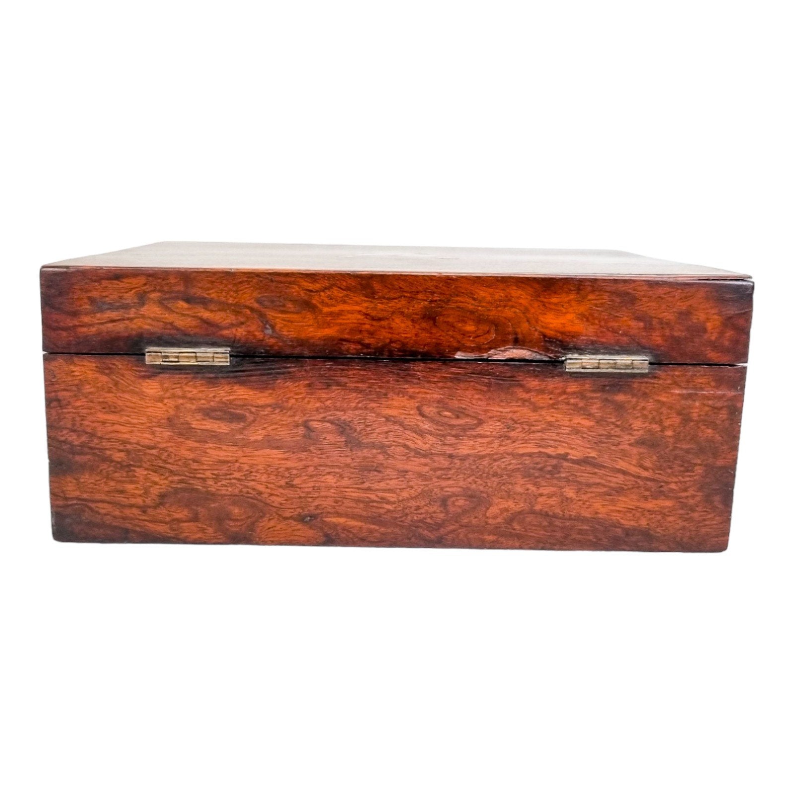 Romantic Victorian rosewood sewing / jewellery storage box with heart cartouche