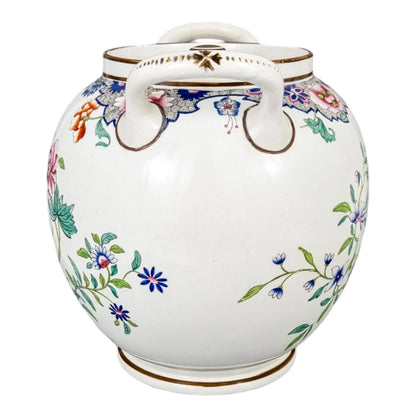 1820's Spode porcelain Famille rose creamware large barrel scent jar, pattern 3184