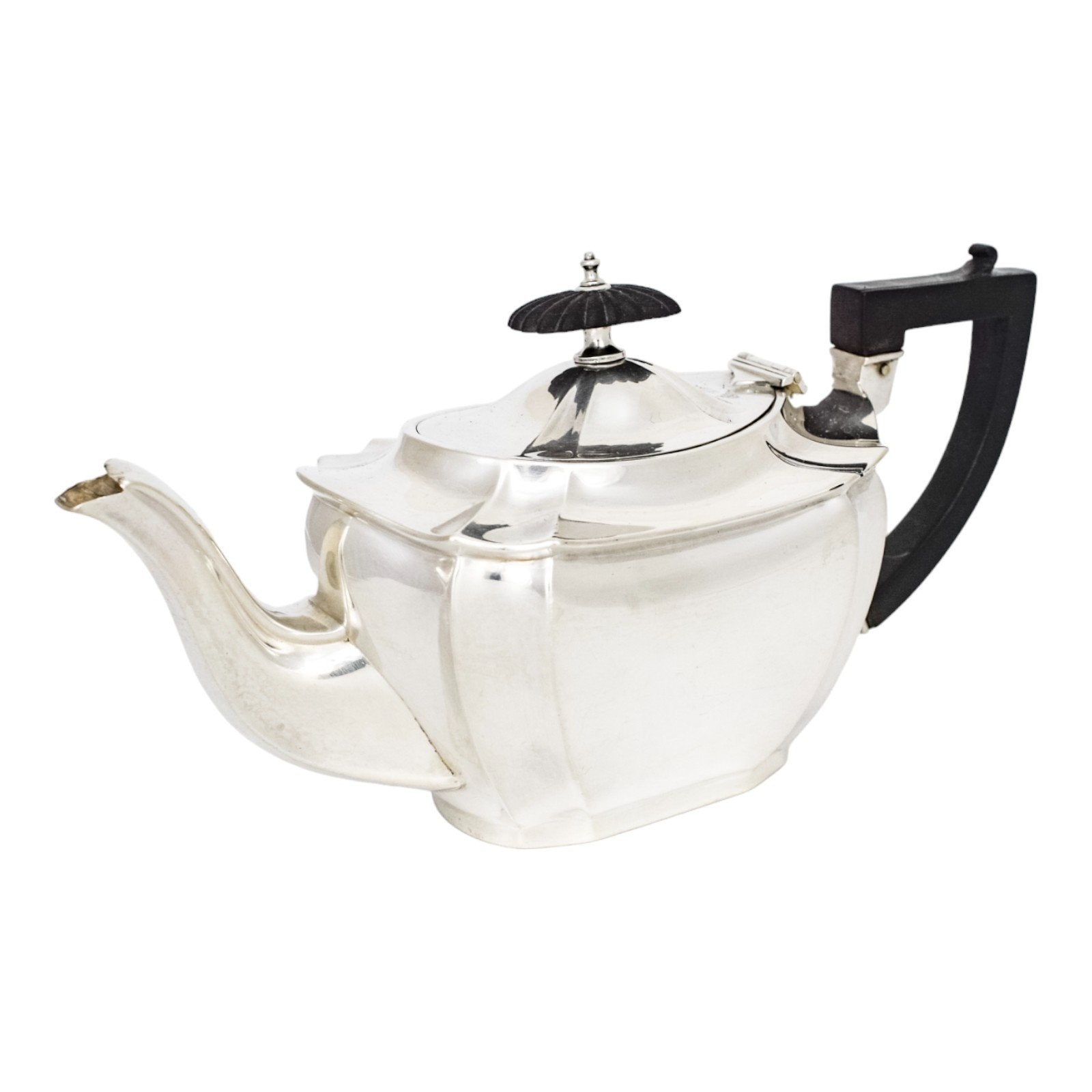 Edwardian three-piece sterling silver fluted octagonal tea set