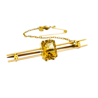 Victorian 3ct citrine 9ct yellow gold double bar brooch / tie pin