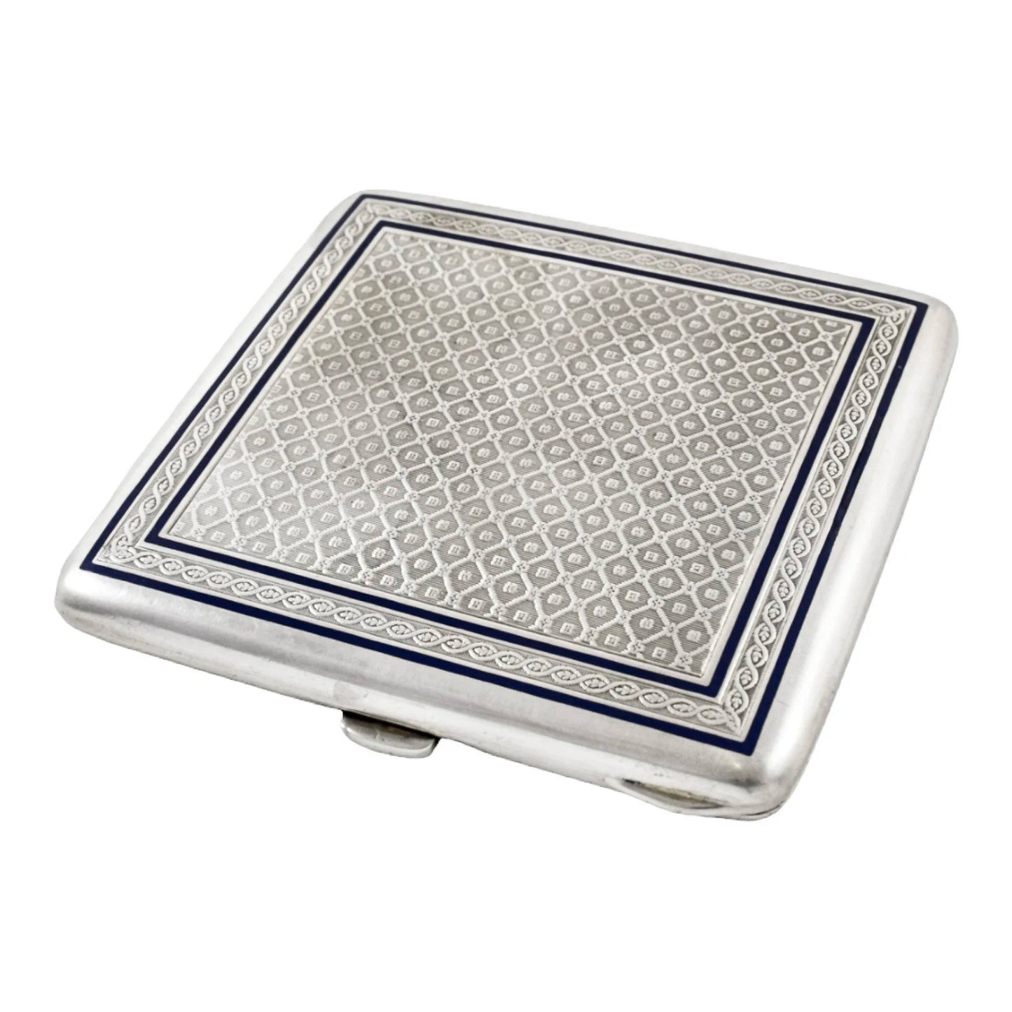 German Art Deco Louis Kuppenheim gilt, silver and enamel engine-turned cigarette case