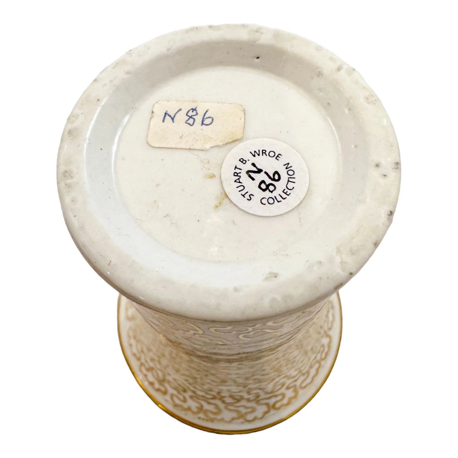 Georgian Spode porcelain miniature spill vase with gold swirl motif