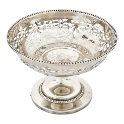 Art Deco sterling silver small sweetmeat tazza bowl dish