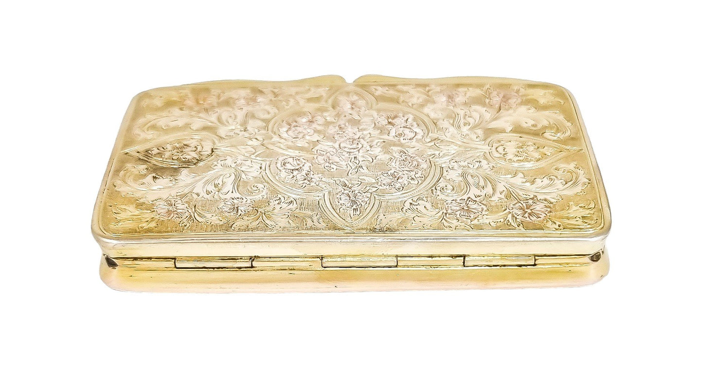 19th century parcel gilt vermeil silver snuff box in Arabesque style