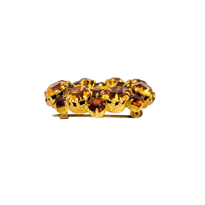 1890's Czechoslovakia art glass citrine garnet gold-plated wreath brooch