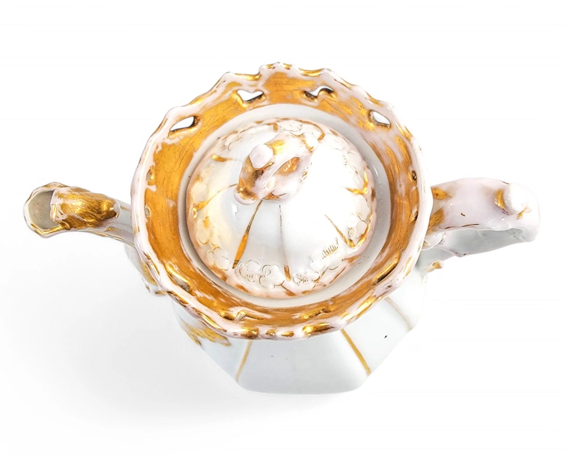 Rare Carl Tielsch & Co hard-paste porcelain coffee pot, Rococo Revival floral decoration with gilding, circa 1850s