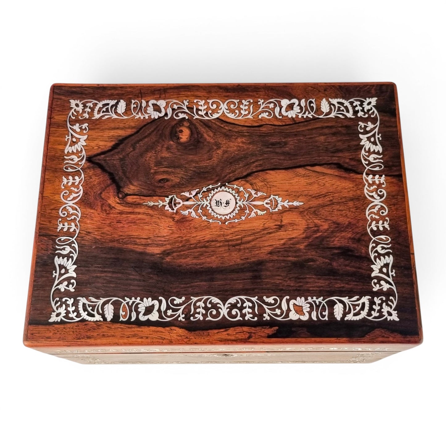 Victorian mother-of-pearl box, mirror & secret drawer