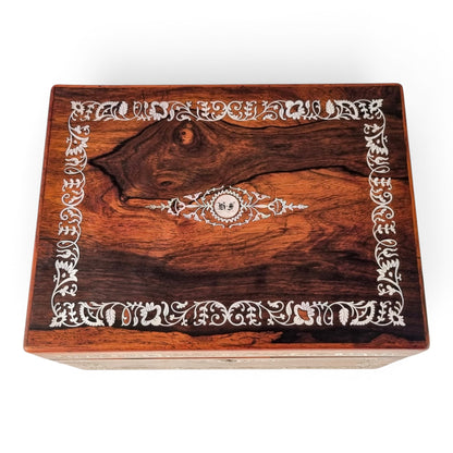 Victorian mother-of-pearl box, mirror & secret drawer