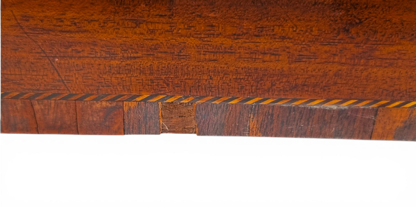 George III mahogany tea caddy, satinwood marquetry