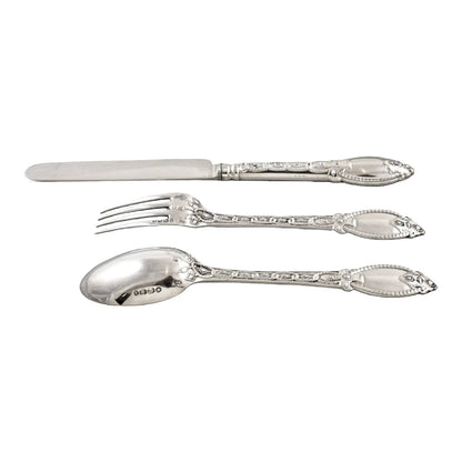 Mid-Victorian sterling silver 3 piece Christening set, Chawner & Co