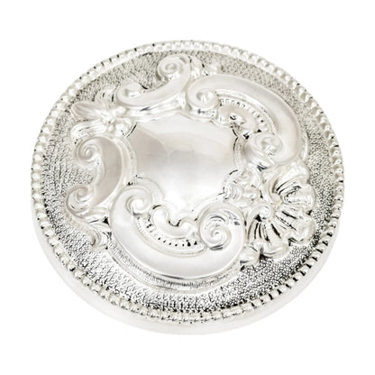 Vintage Carrs sterling silver Atlantis lead crystal large round vanity dressing table box