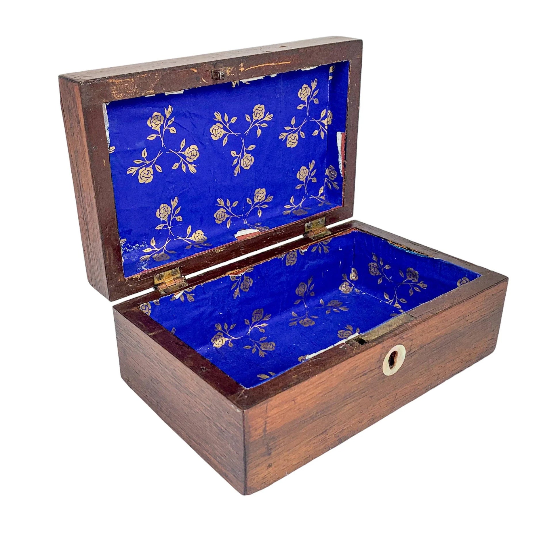Victorian mahogany and mother of pearl jewellery trinket storage box