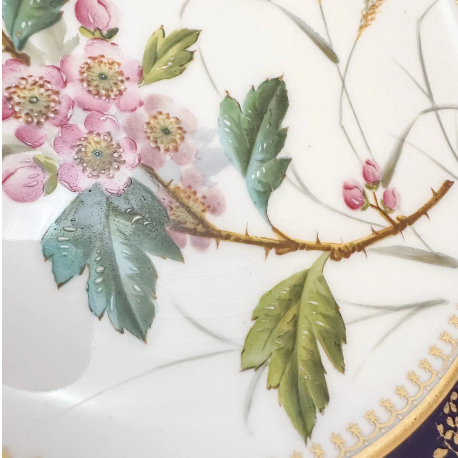Aesthetic Movement octagonal Wedgwood porcelain plate, gilt floral and bird design