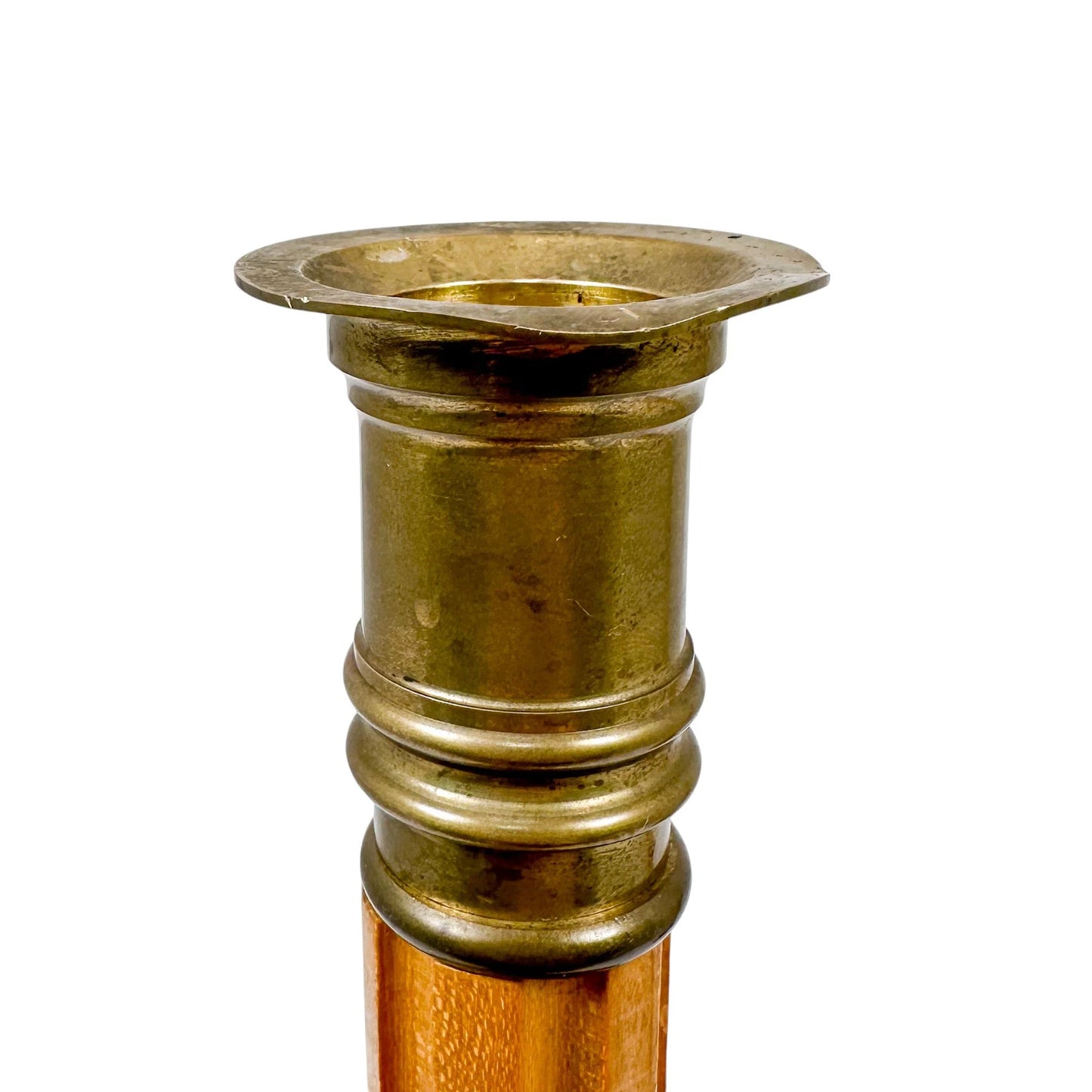 Vintage pair of pine French barley twist tall candleholders