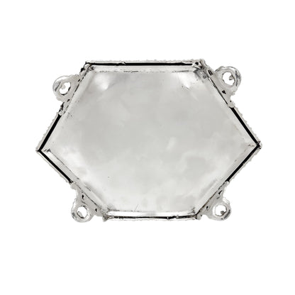 Victorian Neoclassical 6-sided silver-plated biscuit barrel on cast feet with egg-and-dart trim
