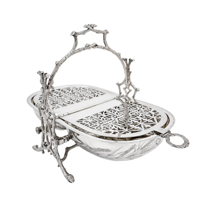 Victorian silver-plated Aesthetic folding biscuit box, Staniforth Fenton