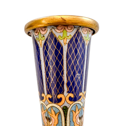 Chinese Republic blue cloisonné enamel and bronze butterfly and floral vase