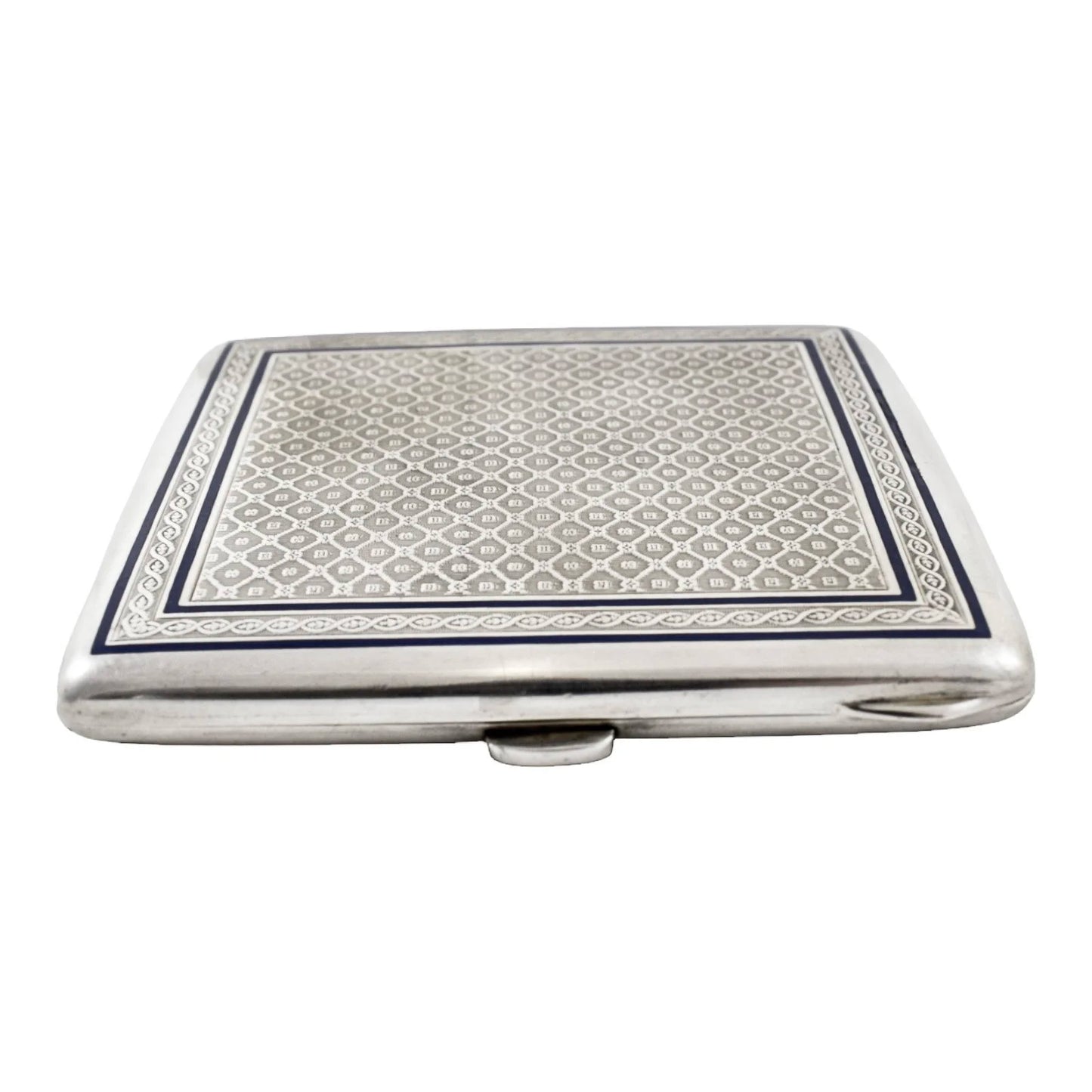 German Art Deco Louis Kuppenheim gilt, silver and enamel engine-turned cigarette case