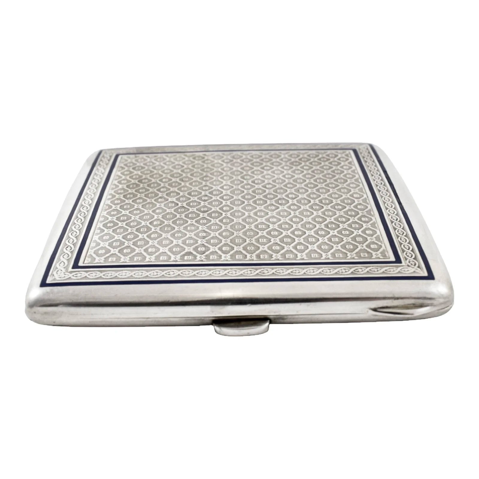 German Art Deco Louis Kuppenheim gilt, silver and enamel engine-turned cigarette case