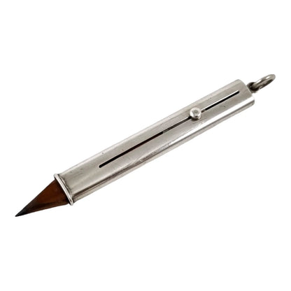 Edwardian Sampson Mordan sterling silver carpenter’s sliding push pencil with bale for necklace