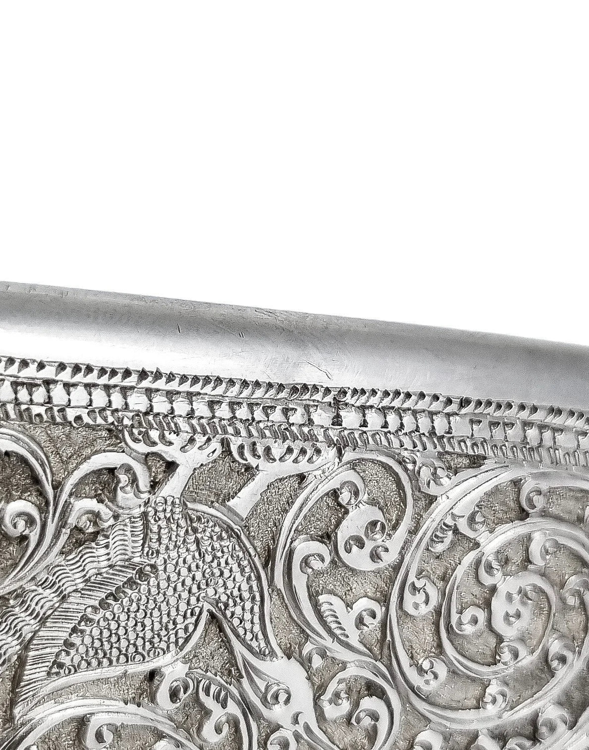 19th century Anglo-Indian Kutch silver cigarette case with animal design