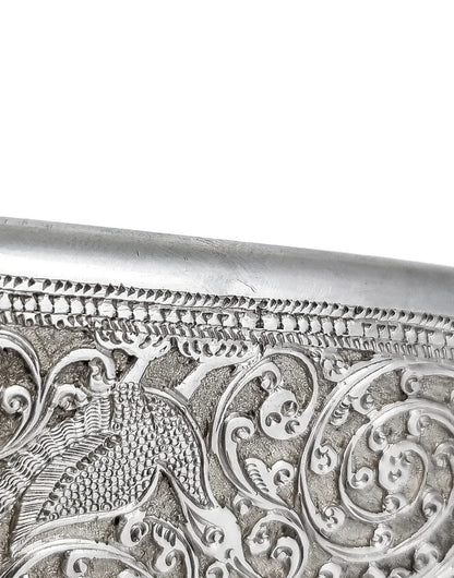 19th century Anglo-Indian Kutch silver cigarette case with animal design