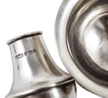 Edwardian Chester sterling silver egg cup and salt shaker