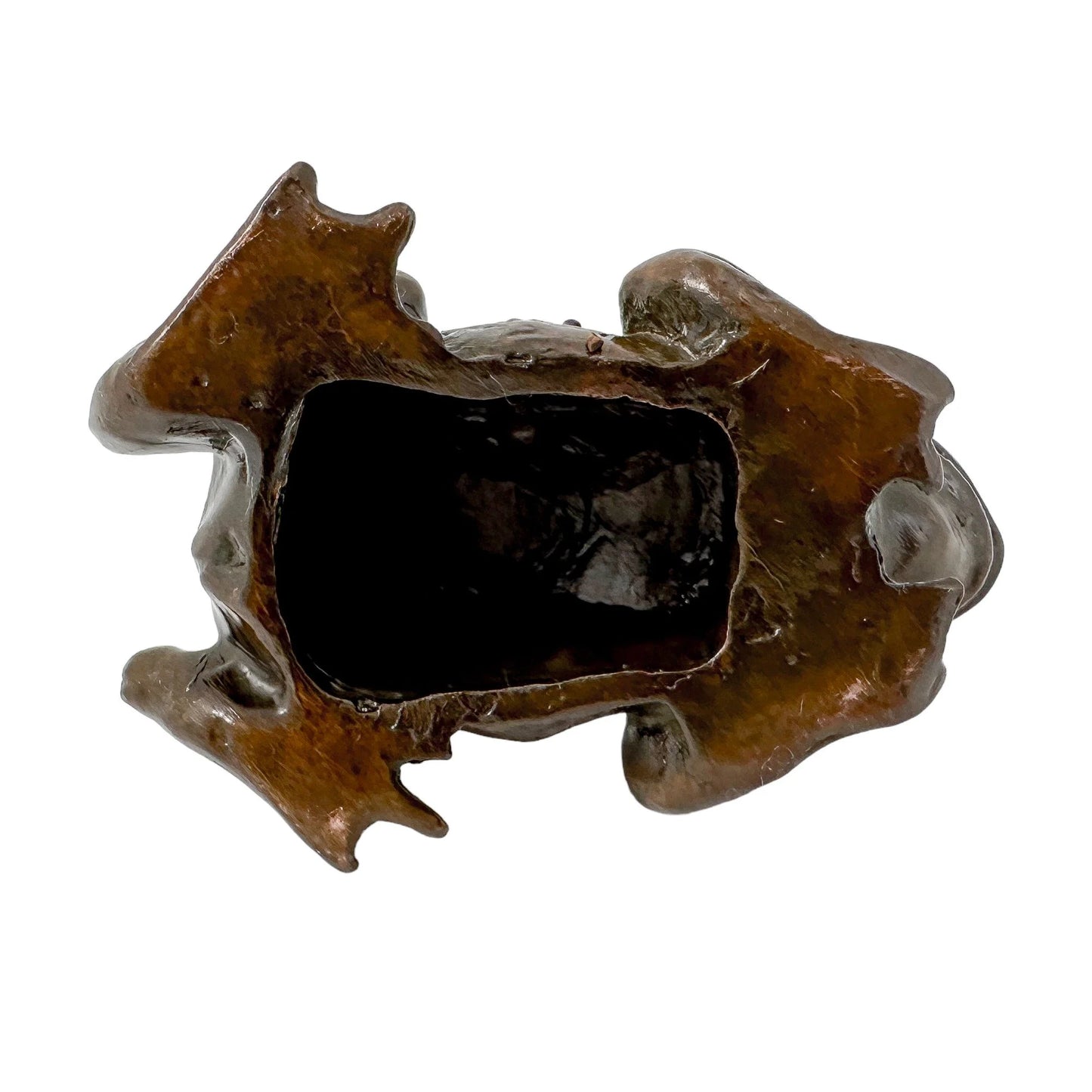 Japanese bronze group sculpture of a frog and baby frog on its back