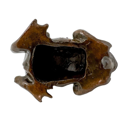 Japanese bronze group sculpture of a frog and baby frog on its back