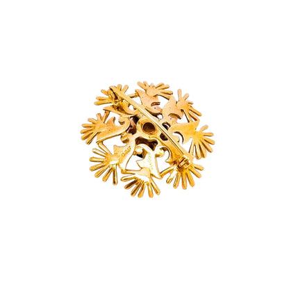 Cropp & Farr 1960’s floral cluster 9ct gold brooch set with sapphires and pearls