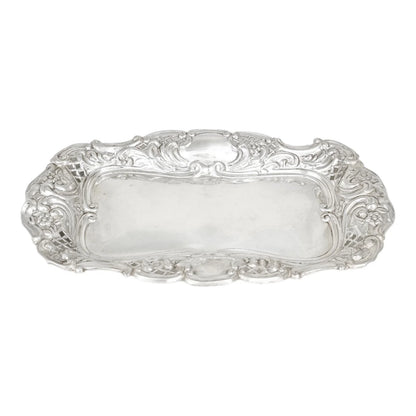 Edwardian sterling silver large pin dish / dressing table tray / vide poche