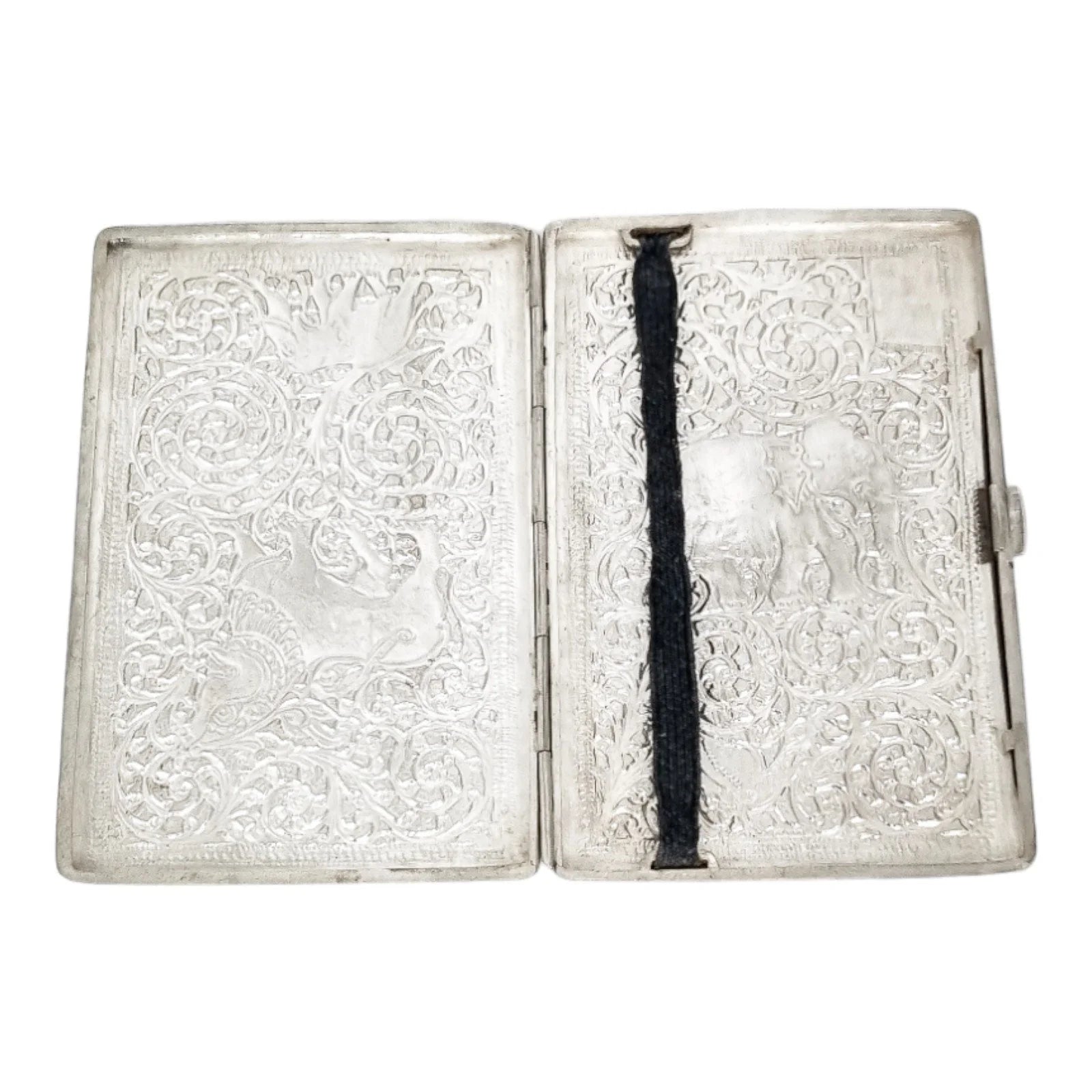 19th century Anglo-Indian Kutch silver cigarette case with animal design