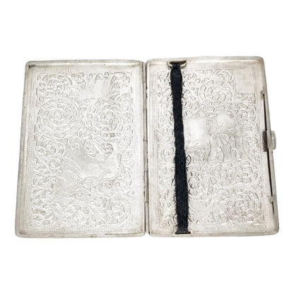 19th century Anglo-Indian Kutch silver cigarette case with animal design
