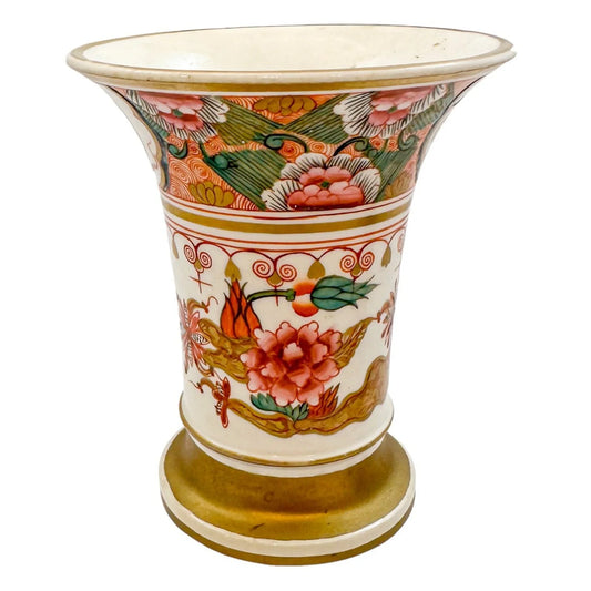 George III Spode porcelain Imari matchpot, pink peonies design