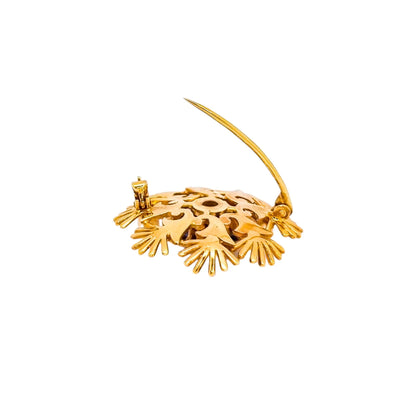 Cropp & Farr 1960’s floral cluster 9ct gold brooch set with sapphires and pearls