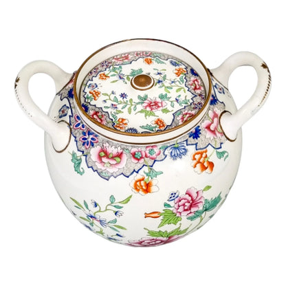 1820's Spode porcelain Famille rose creamware large barrel scent jar, pattern 3184