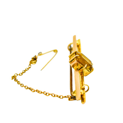 Victorian 3ct citrine 9ct yellow gold double bar brooch / tie pin