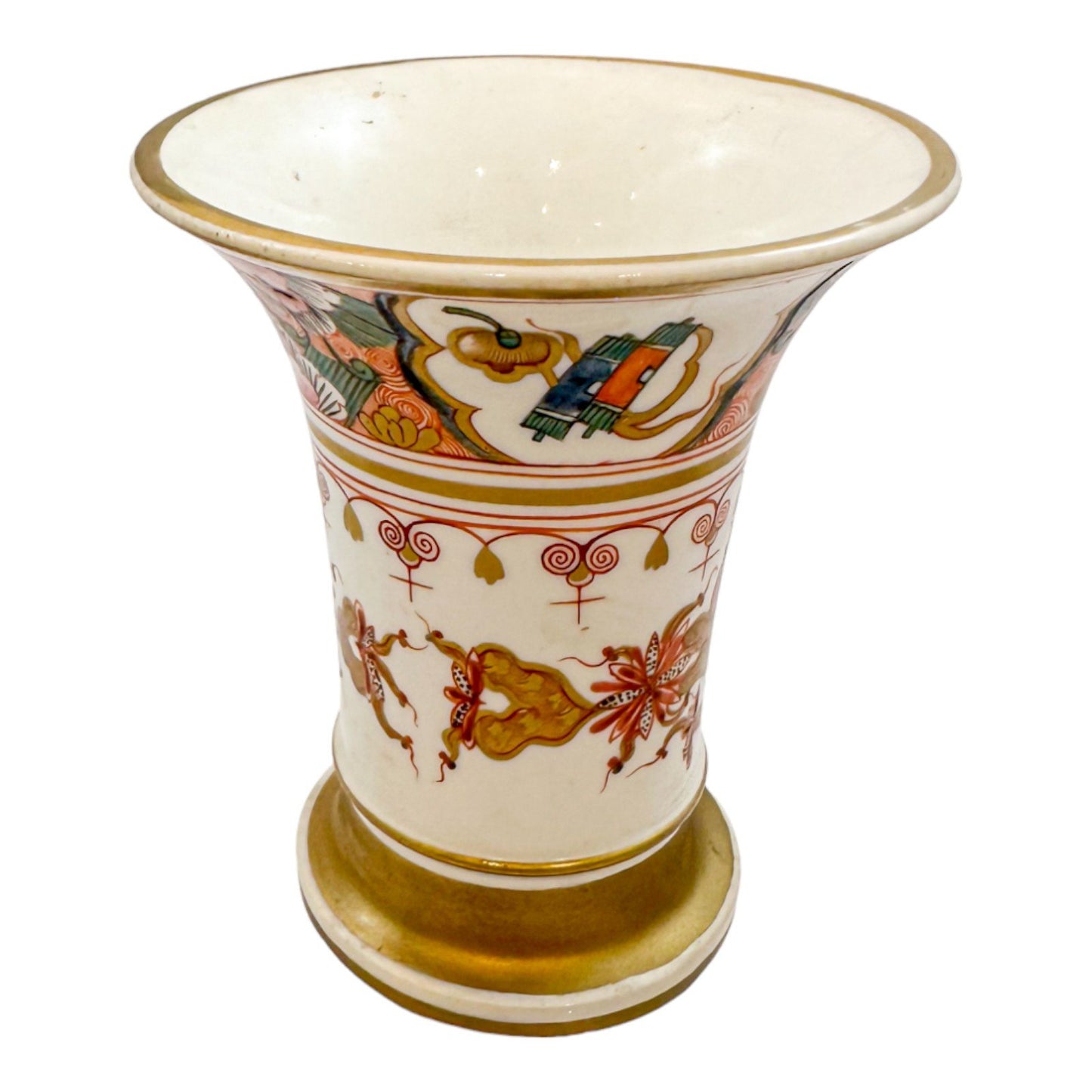 George III Spode porcelain Imari matchpot, pink peonies design