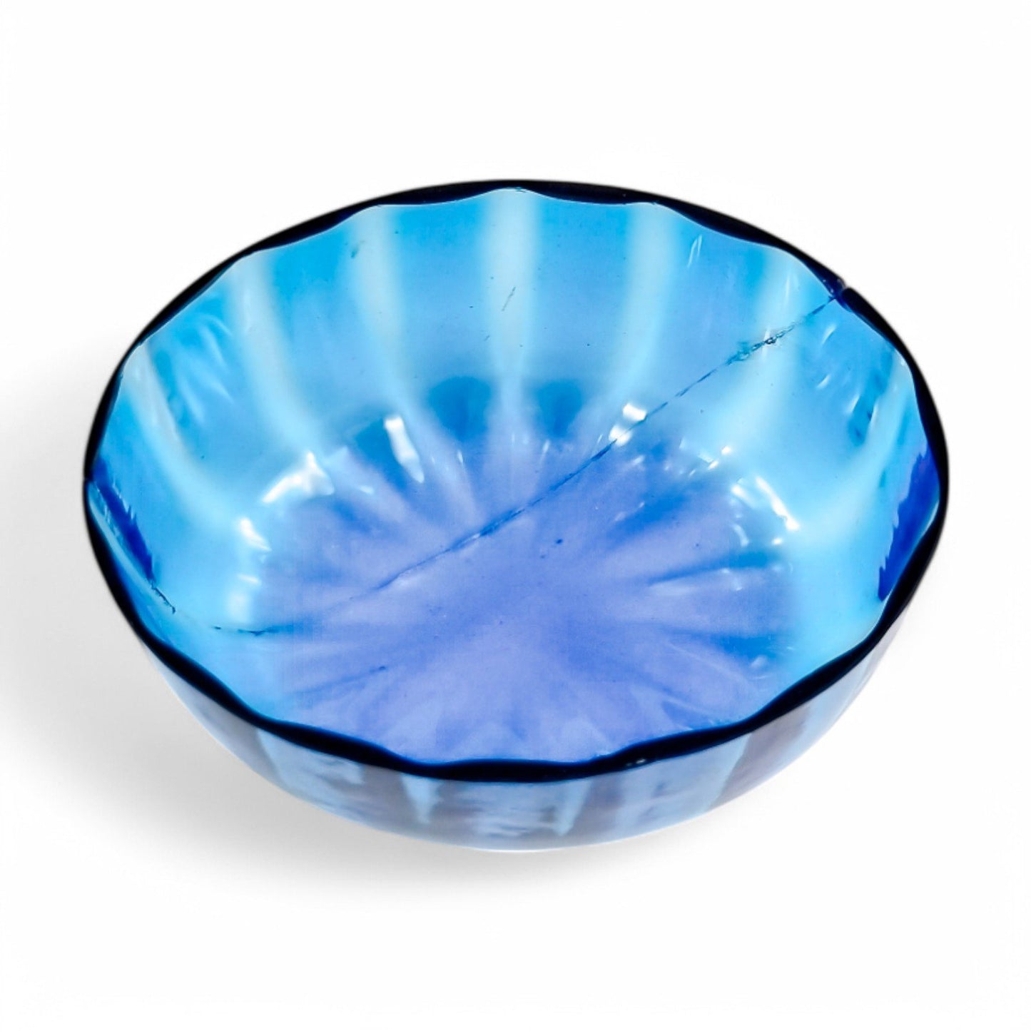 Antique silver-plated basket with sapphire blue glass, Roman Plewkiewicz, Louis XVI style, circa 1900