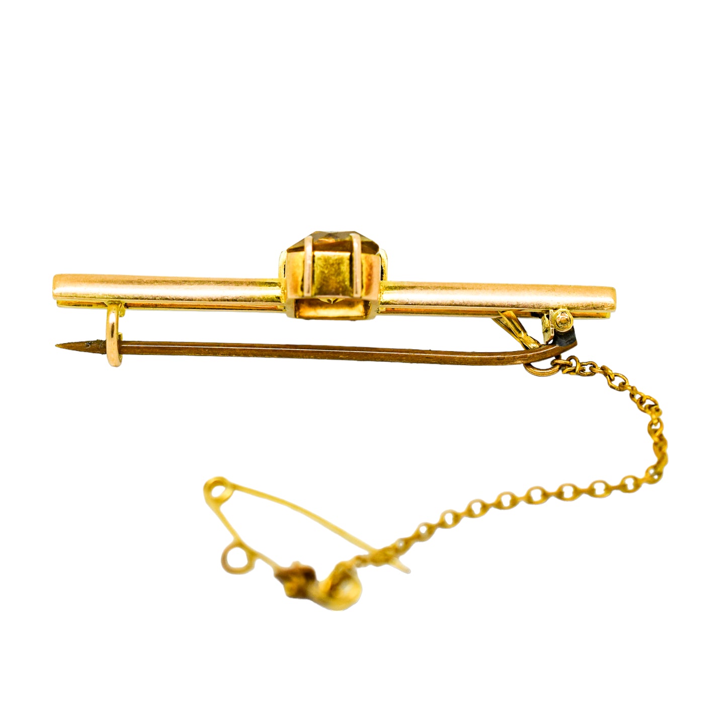 Victorian 3ct citrine 9ct yellow gold double bar brooch / tie pin