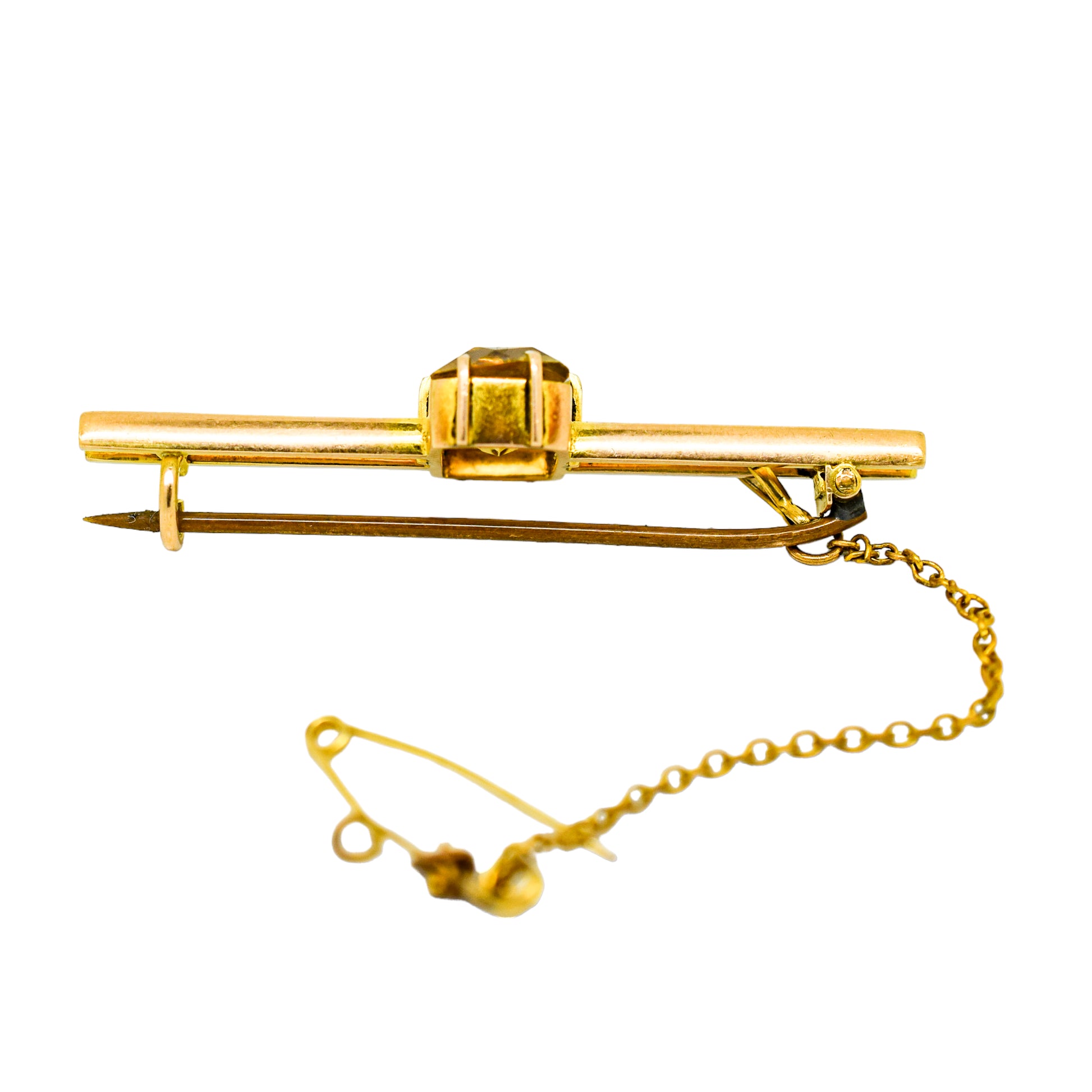 Victorian 3ct citrine 9ct yellow gold double bar brooch / tie pin