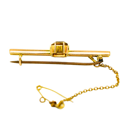 Victorian 3ct citrine 9ct yellow gold double bar brooch / tie pin