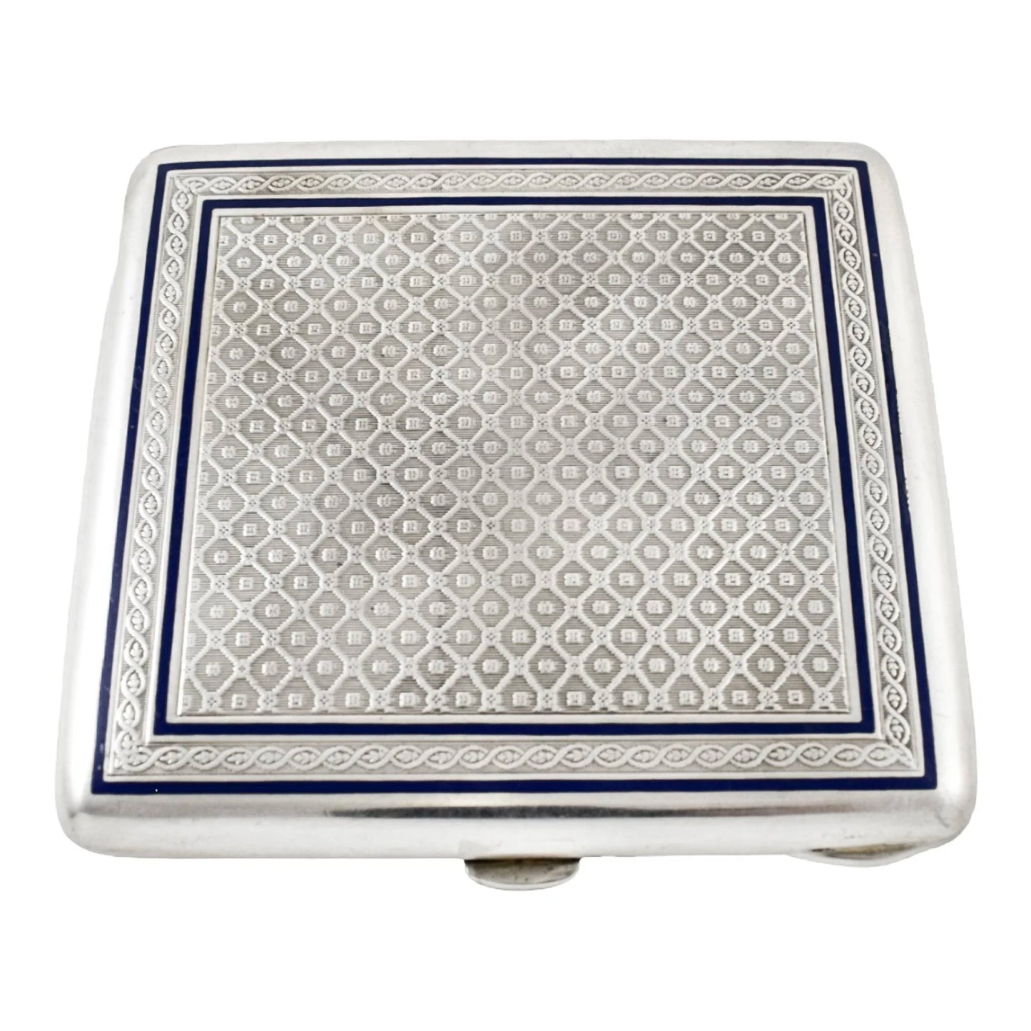 German Art Deco Louis Kuppenheim gilt, silver and enamel engine-turned cigarette case