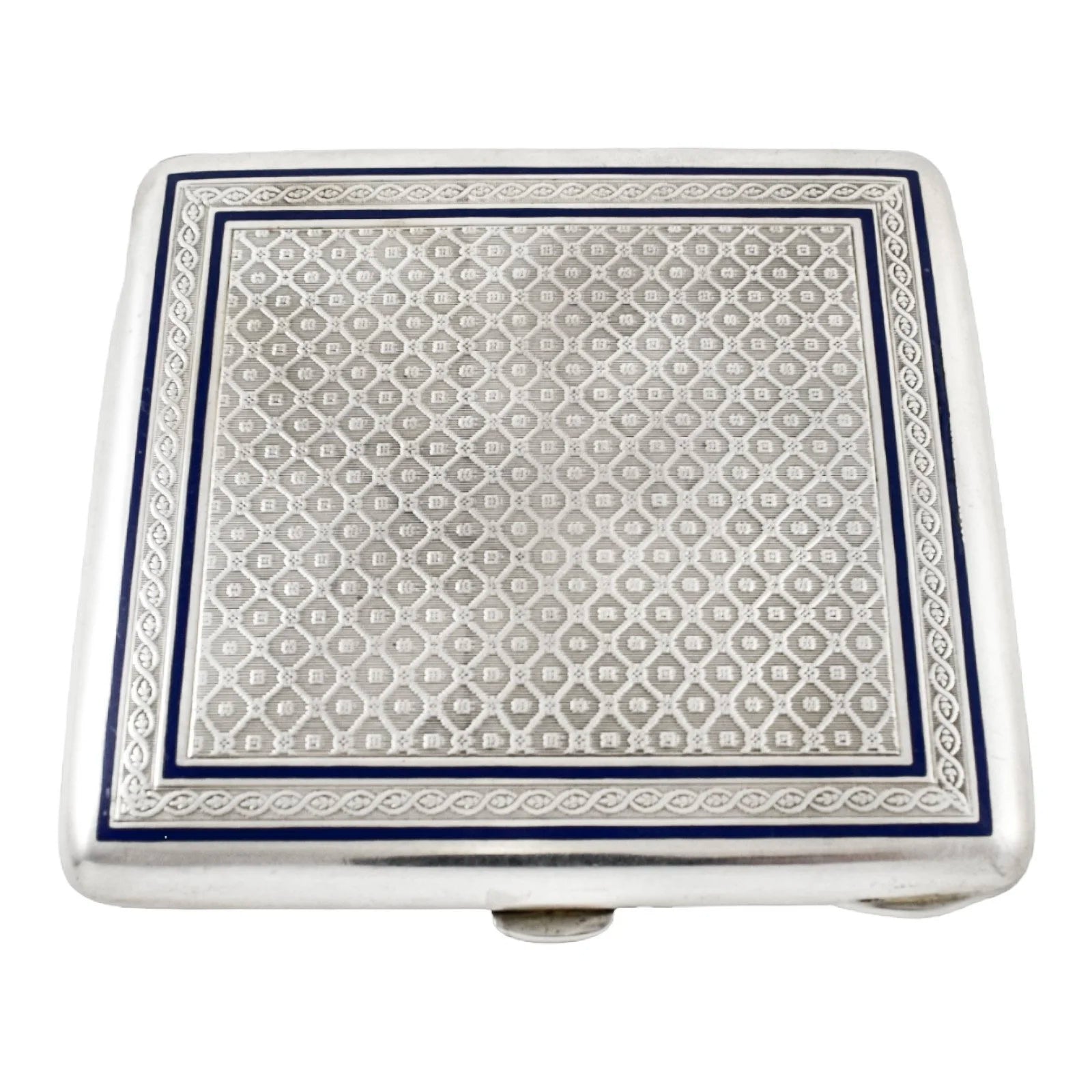 German Art Deco Louis Kuppenheim gilt, silver and enamel engine-turned cigarette case