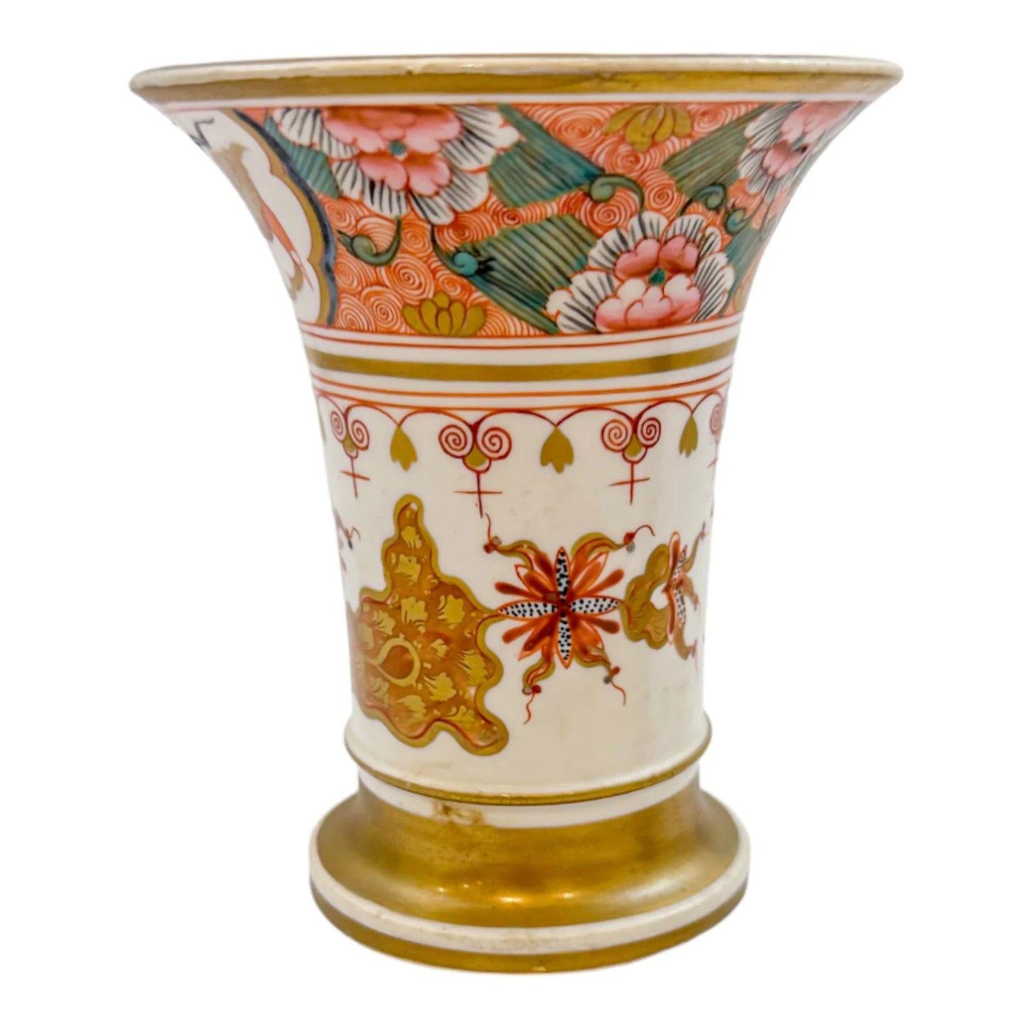 George III Spode porcelain Imari matchpot, pink peonies design