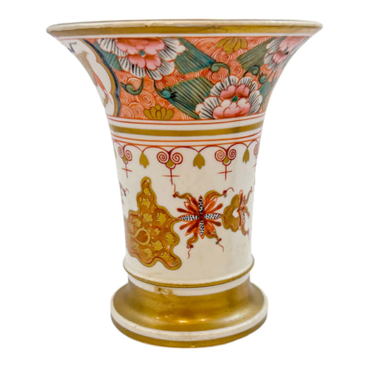 George III Spode porcelain Imari matchpot, pink peonies design