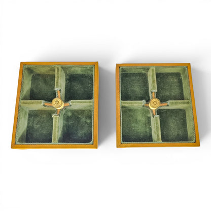 Art Nouveau fruitwood jewellery casket, leather panels