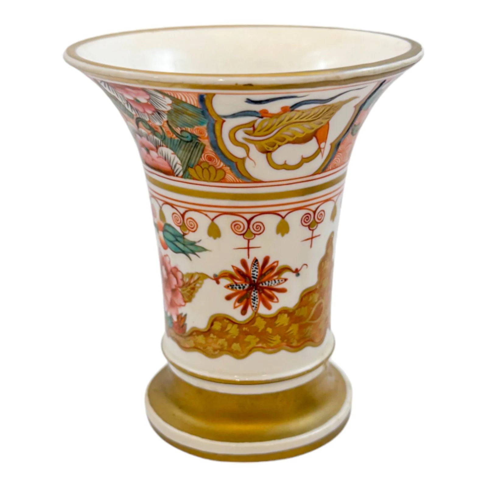 George III Spode porcelain Imari matchpot, pink peonies design