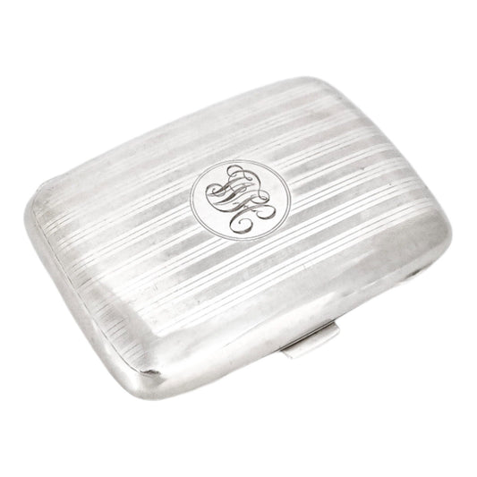 Art Deco gilt sterling silver lady's cigarette case, rounded striped design